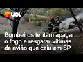 Download Lagu Avião cai em Vinhedo: bombeiros tentam apagar o fogo e resgatar vítimas em SP; veja vídeo do resgate