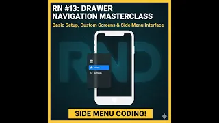 React Native CLI Tutorial - Drawer Navigator Masterclass Basic Setup Side Menu Interface