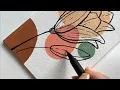 Boho Art Tutorial step by step Easy Acrylic Canvas painting Botanical Illustration with ink