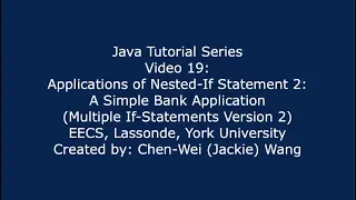 EECS1021 Java Tutorial 19