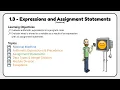 1 3 - Expressions and Assignment Statements