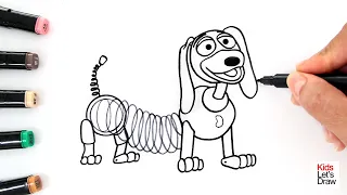 Cómo Dibujar y Colorear a SLINKY de TOY STORY 5 🐶 | How to Draw and Color Slinky | Easy Step by Step