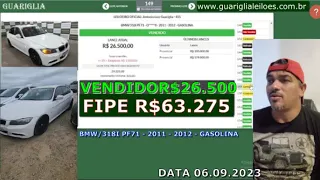 LEILÃO DE CARROS COM CONDICIONAIS LIBERADOS NO GUARIGLIA DO DIA 06.09.2023