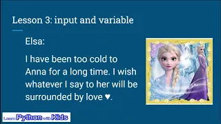 Learn Python with Kids - Lesson 3 Input and Variable