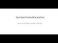 NumberFormatException