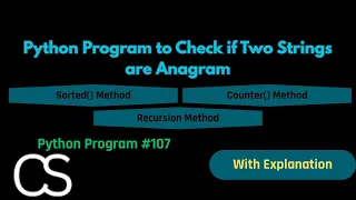 Python Program to Check if Two Strings are Anagram CodingwithShameera