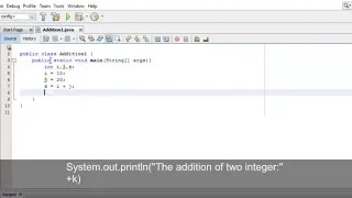 Java Tutorials - Create a program of addition of two integer