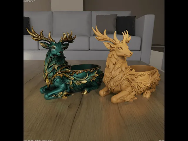 Deer Planter STL Fantasy Antler Bowl 3D Print.stl video thumbnail