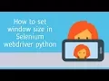 how to set window size in selenium python How to Handle Windows