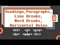 HTML-Tutorial-7 Heading Paragraph Line Break Word Break Horizontal Rule Web Development
