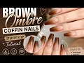 How to Create Elegant Brown Ombre Nails Coffin Nail Design Tutorial Trendy Nail Art 2026