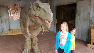 Emily is scared of the dinosaur