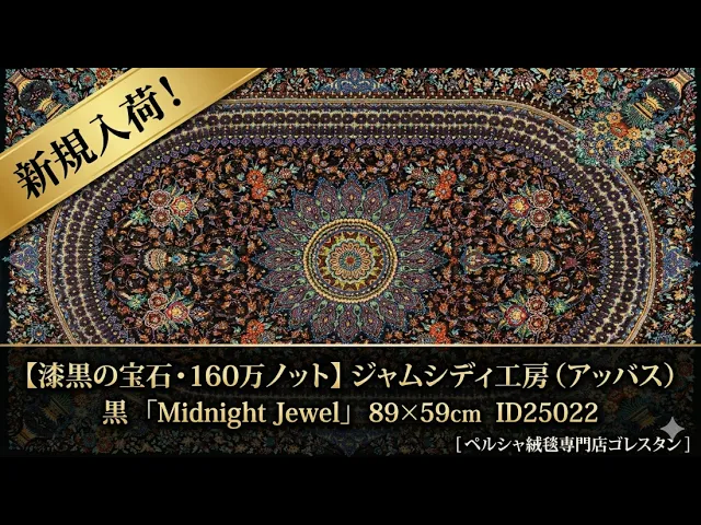 アッバス・ジャムシディ工房 漆黒の宝石（ミッドナイト・ジュエル）59×89cm (ID25022)