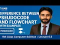 Lec-6 5 Difference Between Pseudocode and Flowchart With Examples 9th Class Computer Science