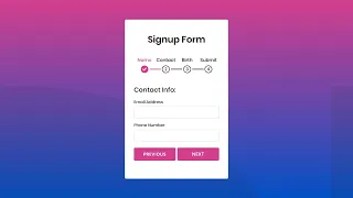 Multi Step Form with Step Progress Bar in HTML CSS JavaScript Part - 1