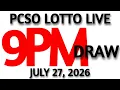 Lotto Result Today 9pm Draw July 27 2026 Swertres Ez2 PCSO LIVE