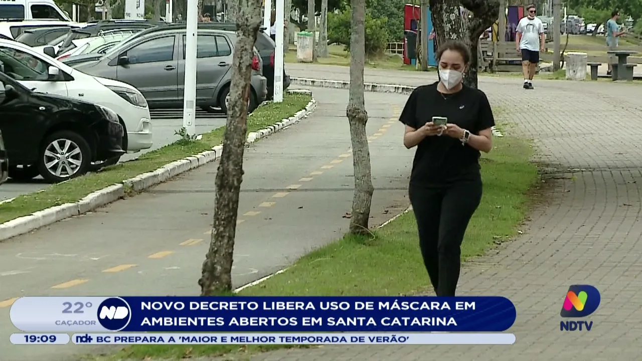 Novo decreto libera uso de máscara em ambientes abertos em Santa Catarina