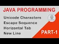 Java Programming Examples Unicode Characters Escape Sequence Horizontal Tab Code VIXA