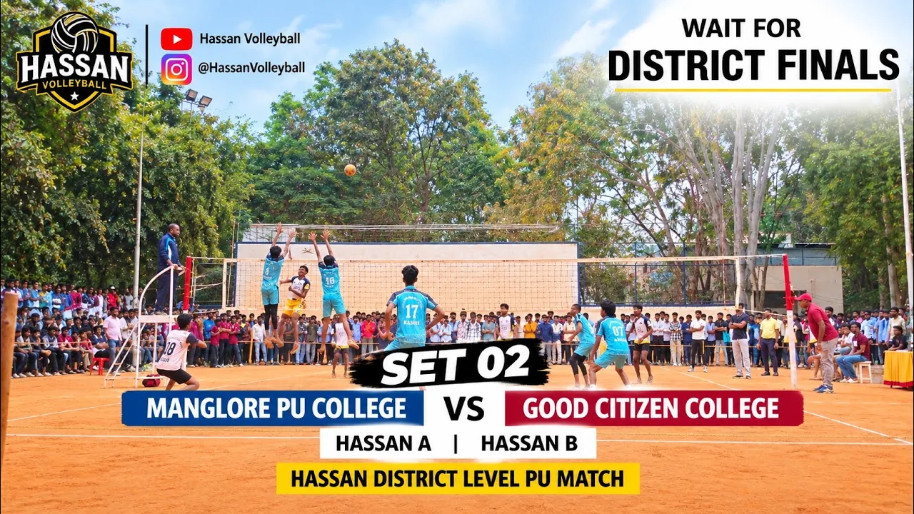 Set 02 HASSAN DISTRICT LEVEL PU VOLLEYBALL MATCH | Mangalore PU  vs Good Citizen #viral #volleyball