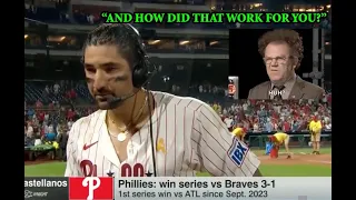 Nick Castellanos is asked a stupid question - after winning the game for the Phillies 9-1-24