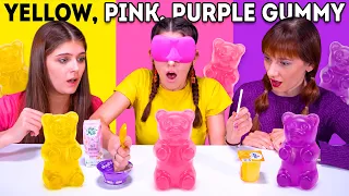 ASMR Yellow, Pink, Purple Gummy Jelly Candy Food Challenges Compilation