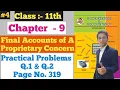Final Accounts Practical Problems Q 1 2 Page No 319 Chapter - 9 Class 11th