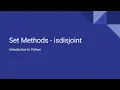 Introduction to Python - Set Methods