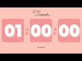 1 Hour Silent Timer with Cute Ending Alarm Pastel Red Timer