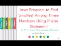 Java Program to Find Smallest Among Three Numbers Using if else Statement SonaliThore LLAGT