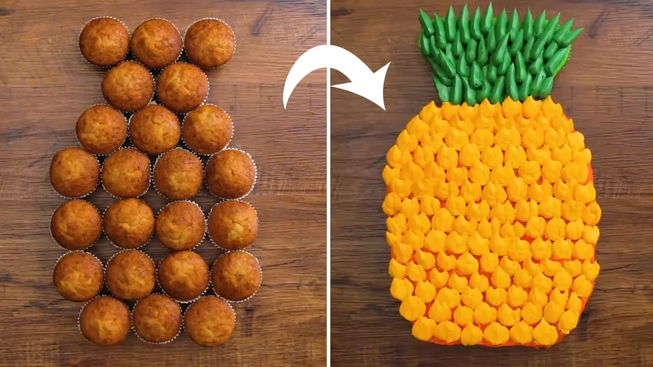 DIY Huge Pineapple Pull Apart Cupcake Design   10+ Stunning Pull Apart Cupcake Creations