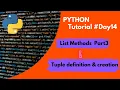 Python Tutorial Day14 List methods Tuple Definition Python for Beginners Code With Subbu