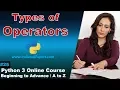 Types of Operators in Python Python 3 Online Course A to Z in Hindi