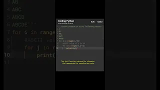 Alphabet pattern Python program to print alphabet in right triangle