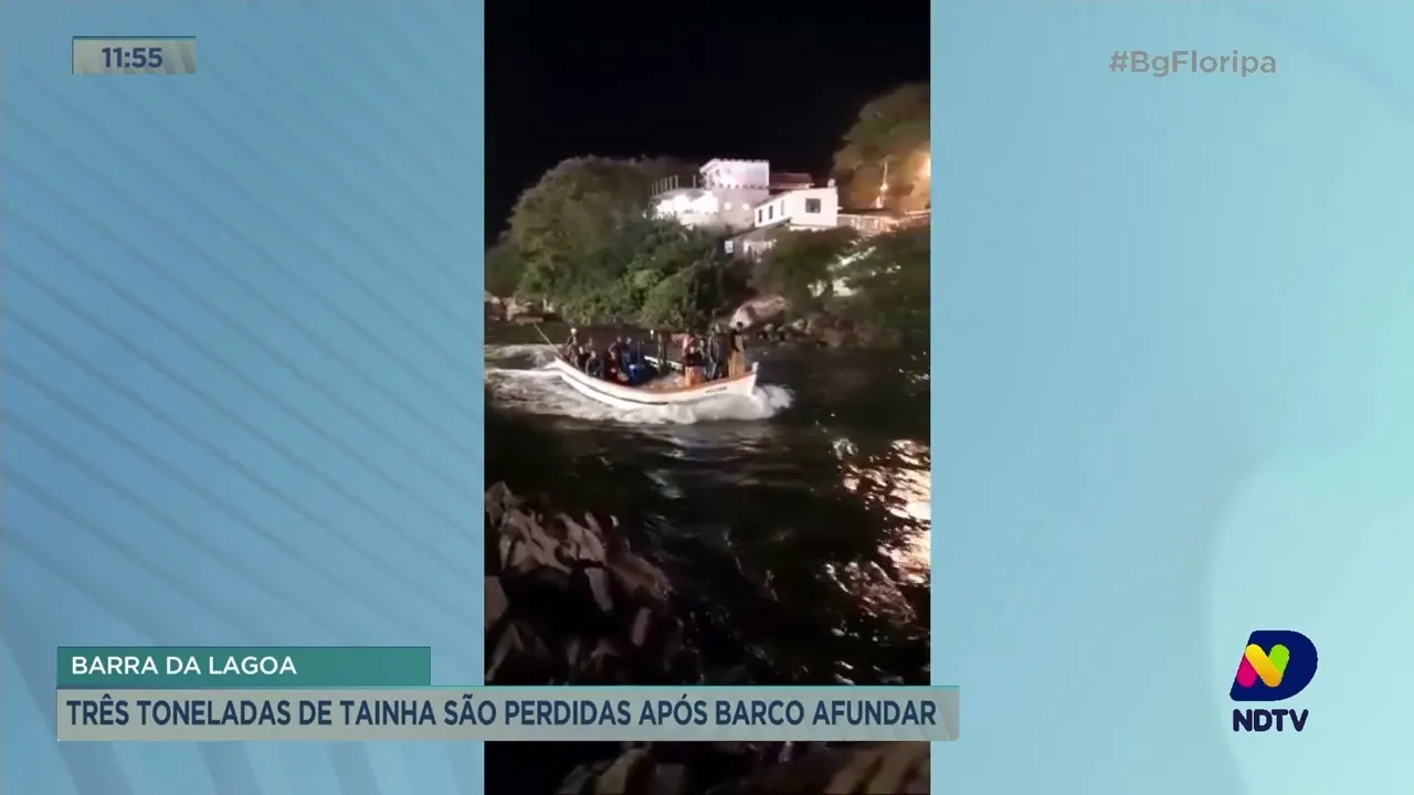 Três toneladas de tainha são perdidas após barco afundar na Barra da Lagoa, em Florianópolis