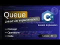 Lecture 25 Queue - Linked List Implementation Mastering Queue Made Simple