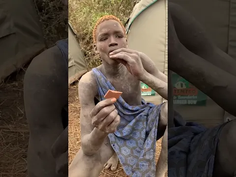 Cow herder boy tastes chocolate for the first time in his life.