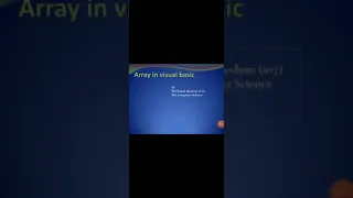 Arrays Visual Basic Educatcomp Tamil