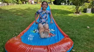 Having fun on Water Slide