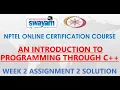 An Introduction to Programming Through C NPTEL Week 2 Assignment 2 Solution Jan 2021