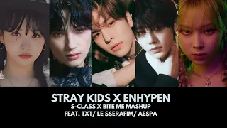 stray kids x enhypen s class x bite me mashup feat le sserafim aespa txt