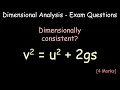 Dimensional Analysis Example Exam Questions