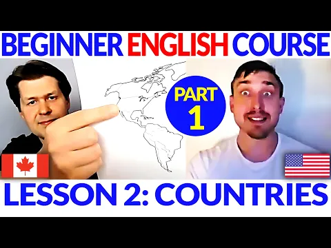 Iniciante fácil Inglês Curso Lição 2, Part 1: Countries: Where Are You From? | Input compreensível (CI)