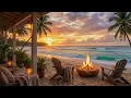 Summer Beach Sunset Campfire Escape 🌴🔥 Relaxing Ocean Waves & Nature Sounds for Sleep