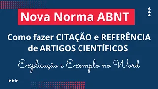 Como fazer CITAÇÃO e REFERÊNCIA de ARTIGO CIENTÍFICO na norma ABNT 2023 / Exemplo prático no WORD
