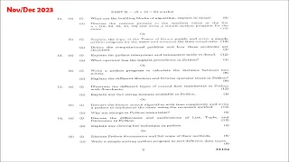 Problem Solving and Python Programming Question Papers GE3151 AU Previous Year Question Papers