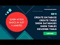 HOW TO CREATE DATABASE CREATE TABLE DESCRIBE TABLE SHOW TABLES LEARN MYSQL IN JUST 4 MINUTES