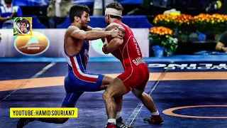 مسابقات کشتی فرنگی قهرمانی جهان 2015 آمریکا دیسکالیفه شدن حمید سوریان مقابل حریف آذربایجانی 