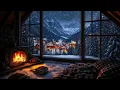 Cozy Winter Cabin Night Ambience ❄️ | Crackling Fireplace \u0026 Gentle Snowfall Sounds for Stress Relief