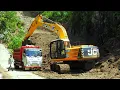 Download Lagu JCB Excavator Excavating Dirt for Widening the Hill Road Construction