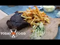 Bobby Flay serves up rib-eye steak frites with blue cheese butter